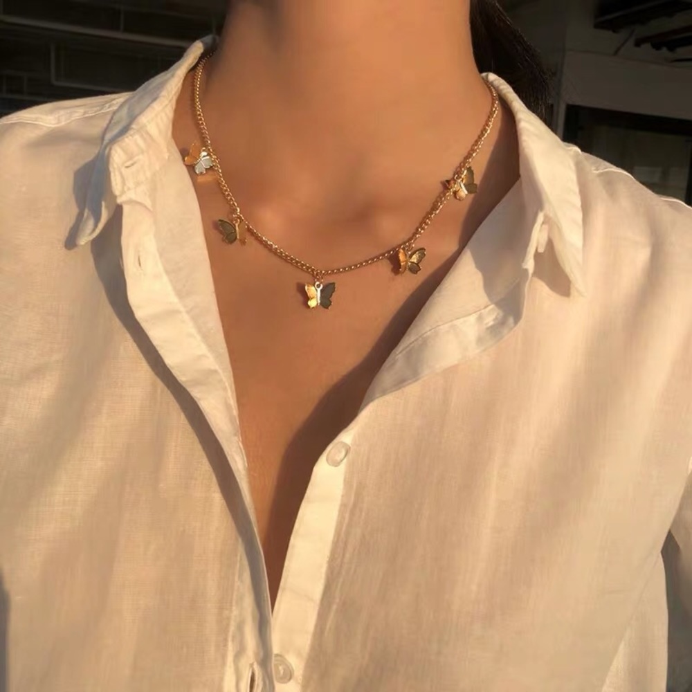 Last One! Gold Plated Butterfly Ensemble Necklace - Picture 2 of 6